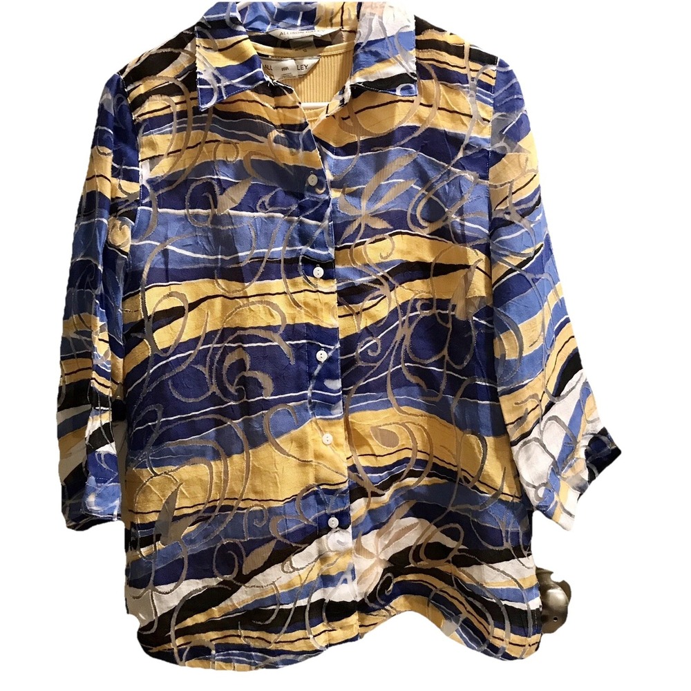 Allison Daley Blouse, Semi-sheer Button Down & Matching AD Tank Top Sz 10/M